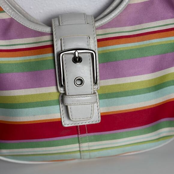 VTG Coach Hamptons Stripe Hobo Shoulder Bag - Picture 7 of 9